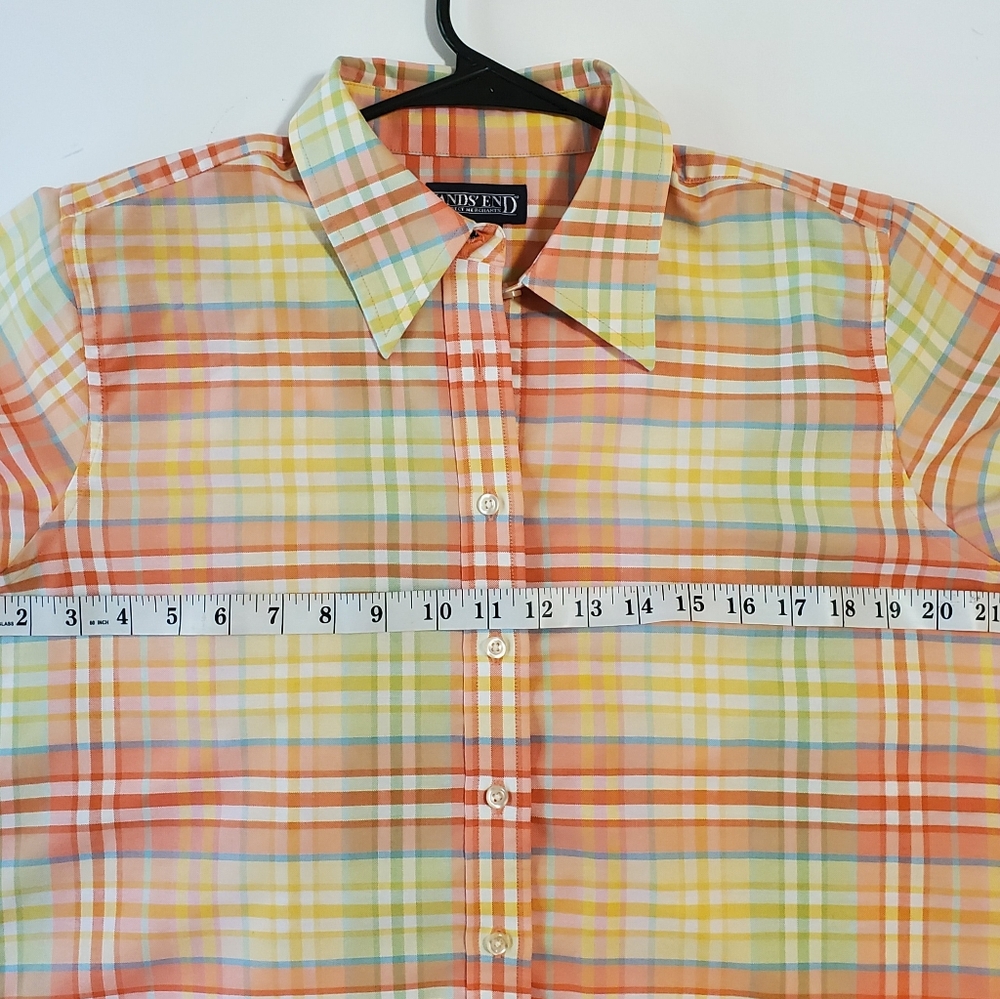 LAND'S END Long-Sleeve, Button Down Shirt Plaid Pattern Woman M (10-12) EUC - Picture 9 of 11